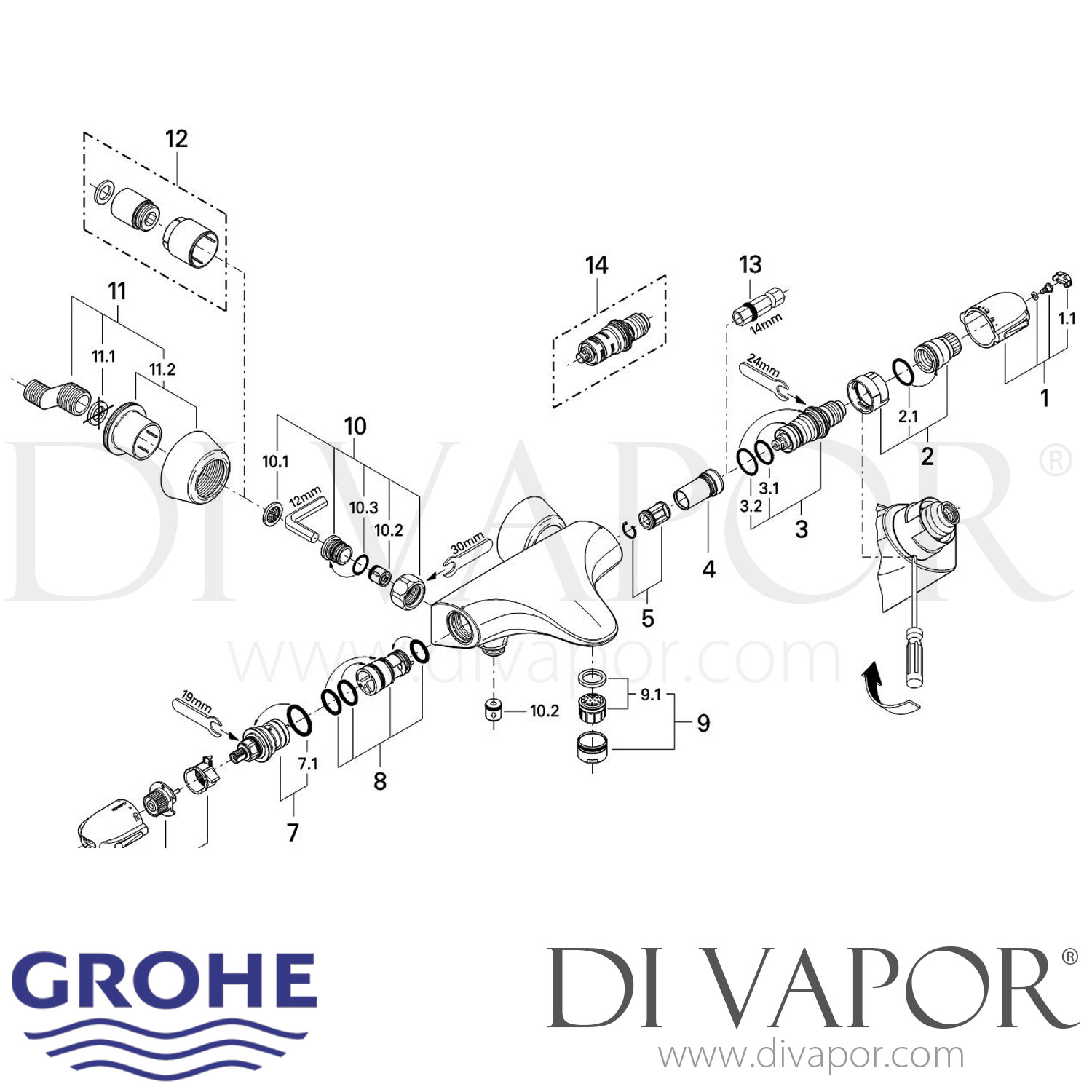 Grohe 34367000 Grohtherm 3000 Thermostatic Bath Shower Mixer Spare Parts