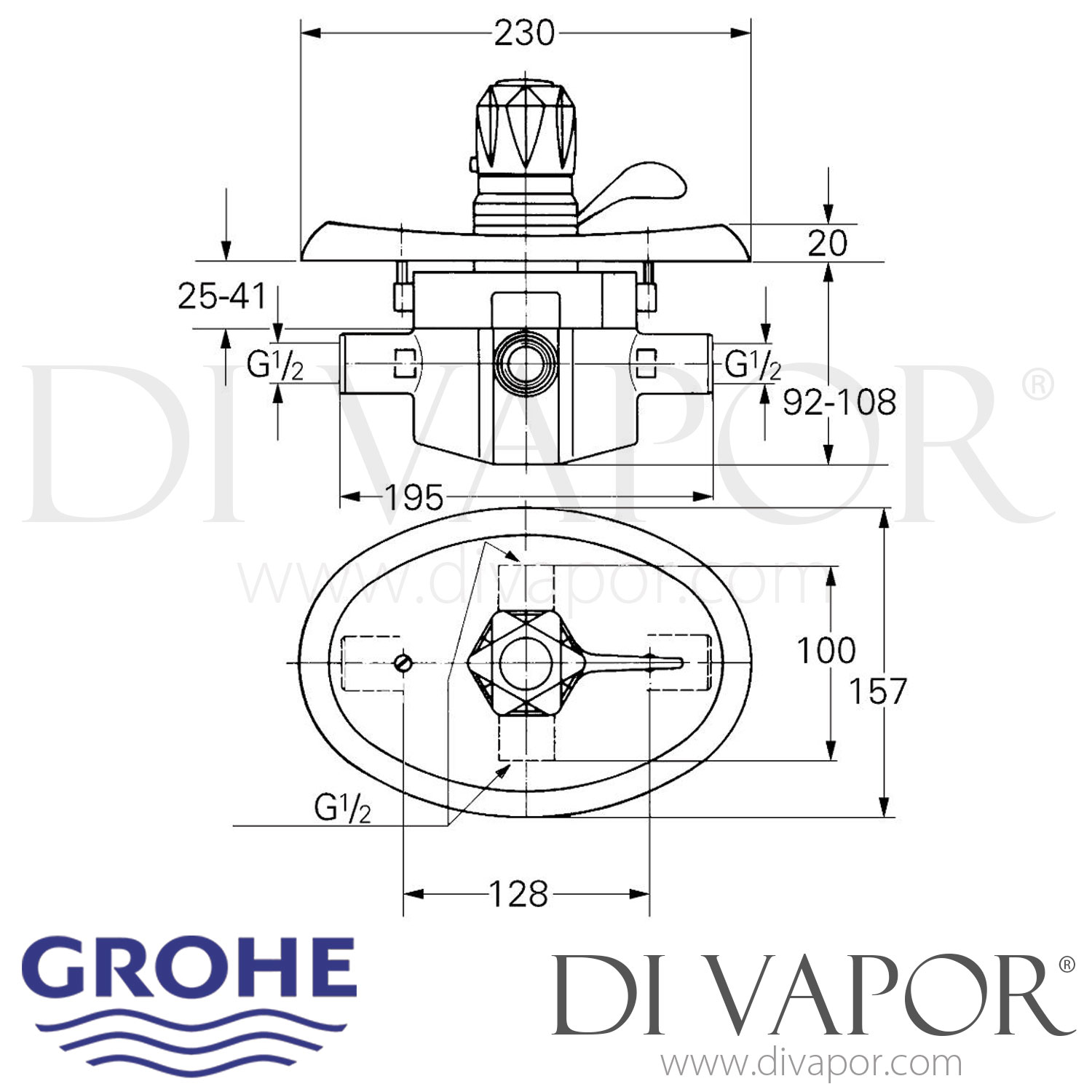 Grohe 34422000 Grohmix (1/2 Inch) Mixing Valve Shower Spare Parts
