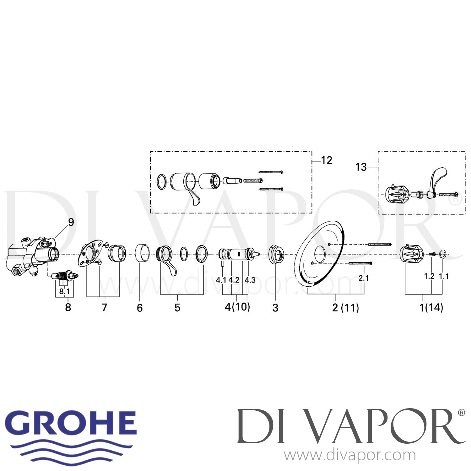 Grohe 34422000 Grohmix (1/2 Inch) Mixing Valve Shower Spare Parts