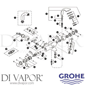 Grohe 34471 and 34472 Chiara Thermostatic Bar Mixer Shower Spare Parts