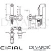 Cifial 34583MI-X11 PVD X11 Mini Round Douche Set Dimensions