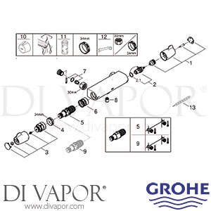Grohe 34681000 Grohtherm Special Thermostatic Shower Mixer Spare Parts