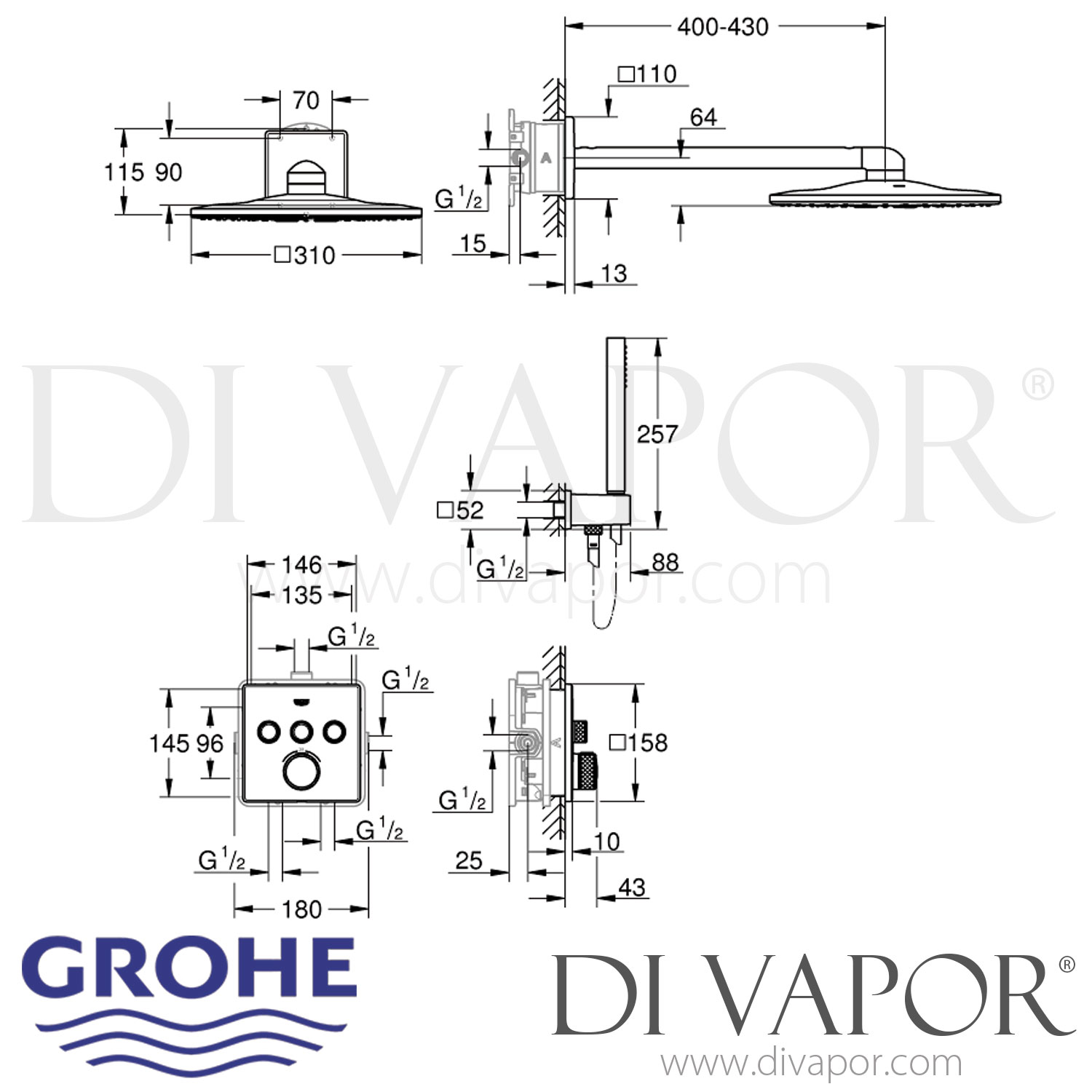Grohe 34706000 Grohtherm SmartControl Perfect Shower Set with