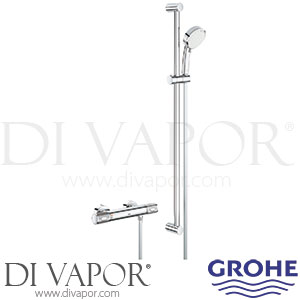 Grohe 34784000 Grohtherm 1000 Performance Thermostatic Shower Mixer (1/2 Inch) with Shower Set Spare Parts