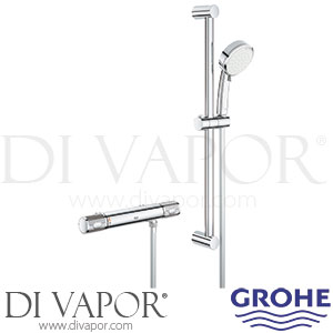 Grohe 34785000 Grohtherm 1000 Performance Thermostatic Shower Mixer (1/2 Inch) with Shower Set Spare Parts