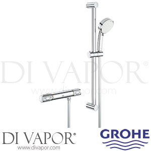 Grohe 34786000 Grohtherm 1000 Performance Thermostatic Shower Mixer (1/2 Inch) with Shower Set Spare Parts