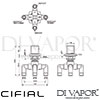 Cifial 34840CU Cudo Deck Diverter Dimensions