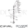 Cifial 34840TB Techno 300 Deck Diverter Dimension