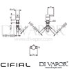Cifial 34840TH-X20 PVD X20 Deck Diverter Dimensions