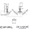Cifial 34840TH Technovation 465 Chrome Black Deck Diverter Dimensions