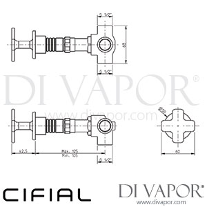 Cifial 34841T4K TH400 Wall Diverter Cross with Stop Spare Parts