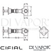 Cifial 34841T4K TH400 Wall Diverter Cross with Stop Dimensions