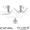 Cifial 34841TB Techno X300 Deck Diverter Dimensions