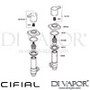 Cifial 34890CL Coule Pair Deck Bath Valves Dimension