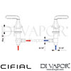 Cifial 34890HM Hexa Lever Pair Inch Deck Bath Valves Dimensions