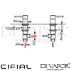 Cifial 34890MI Mini Round Pair Deck Bath Valves Dimensions