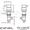 Cifial 34890QD Mini Square Pair Deck Bath Valves Dimensions