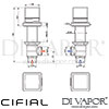 Cifial 34890SQ Quadrado Pair Deck Valves Dimensions