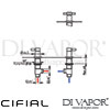 Cifial 34891TB Techno X300 Pair Deck Bath Valves Dimensions