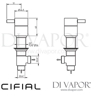 Cifial 34891TH-X11 PVD X11 Pair Deck Bath Valves Spare Parts