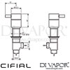 Cifial 34891TH-X11 PVD X11 Pair Deck Bath Valves Dimensions