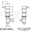 Cifial 34891TH-X20 PVD X20 Pair Deck Bath Valves Dimensions