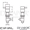 Cifial 34891TH Mini Round Techno Chrome Black Pair Deck Bath Valves Dimensions
