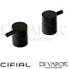 Cifial 34891TH Mini Round Techno Chrome Black Pair Deck Bath Valves Spare Part