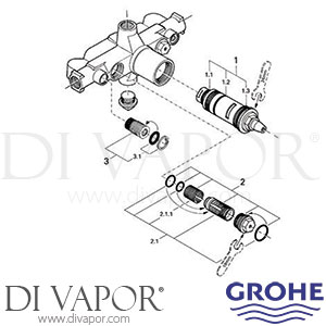 Grohe 34950 Concealed Body for THM Thermostat Mixer (1/2 Inch) Spare Parts