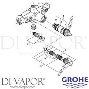 Grohe 34952 Concealed Body for THM Thermostat Mixer (3/4 Inch) Spare Parts