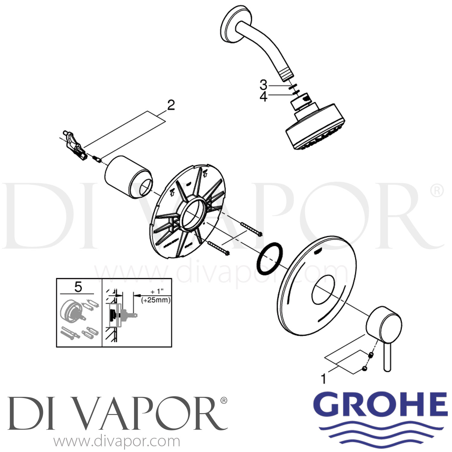 Grohe 35075EN1 Concetto Shower Combination Spare Parts