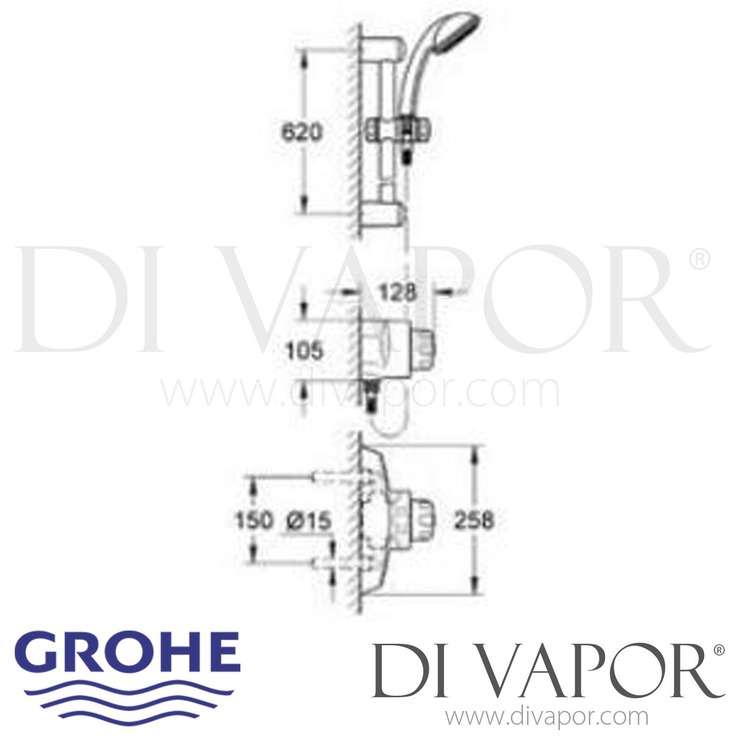 Grohe 35237000 Grohsafe Exposed Pressure Balanced Shower Valve Spare Parts