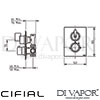 Cifial M3 Built-In Wall Thermostat 1 Outlet Dimensions