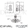 Cifial TX300 Built-In Wall Thermostat 1 Outlet Dimensions