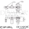 Cifial Techno 251 Built-In Valve 2 Outlets Dimension