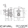 Cifial 35821TB Techno X300 Euro Concealed Shower Valve Dimensions