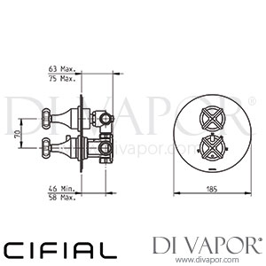 Cifial 35826HC Hexa Built-In Wall Thermostat with Flow Regulator and Temperature Control 2 Outputs Spare Parts