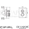 Cifial M3 Built-In Wall 2 Outlets Dimensions