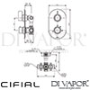 Cifial 3Techno 251 Built-In Wall Shower 2 Outlets Dimensions
