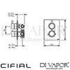 CifialTechno 465 Built-In WallShower 2 Outlets Dimensions
