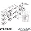 Cifial Built-In Shower Wall Thermostat 2 Outlets Dimension