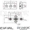 Cifial TX300 Built-In Shower Wall Thermostat 2 Outlets Dimensions