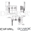 Cifial Techno 465 Recessed Wall Hand Shower 2 Outlets Dimensions