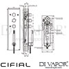 Cifial 35840SQ Quadrado 3 Control Thermostatic Shower System 3 Outlets Dimensions
