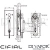 Cifial 35870SQ Quadrado 2 Control Thermostatic Shower System 2 Outlets Dimensions