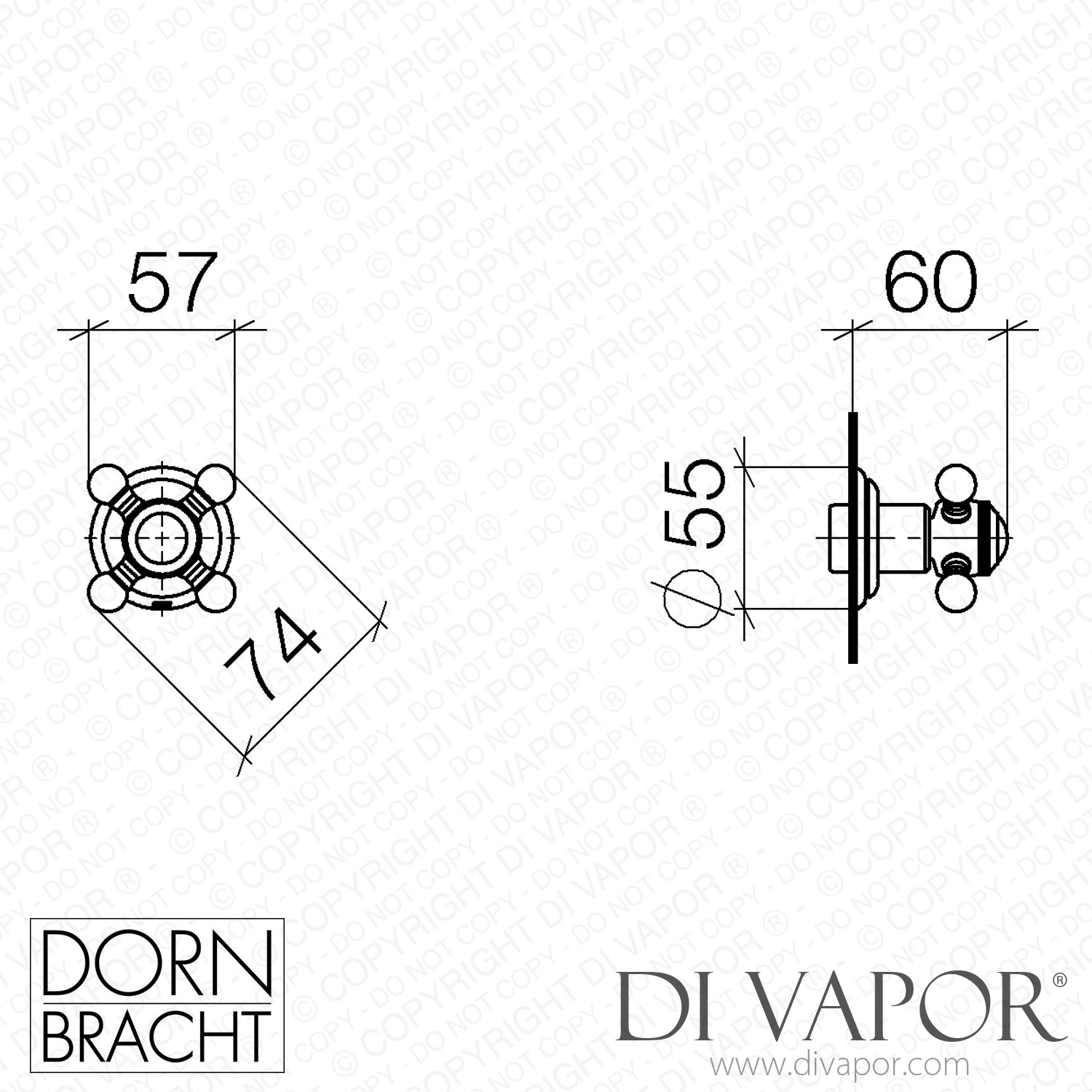 Dornbracht Madison Volume Control ClockwiseClosing 3/4 Chrome 36 608