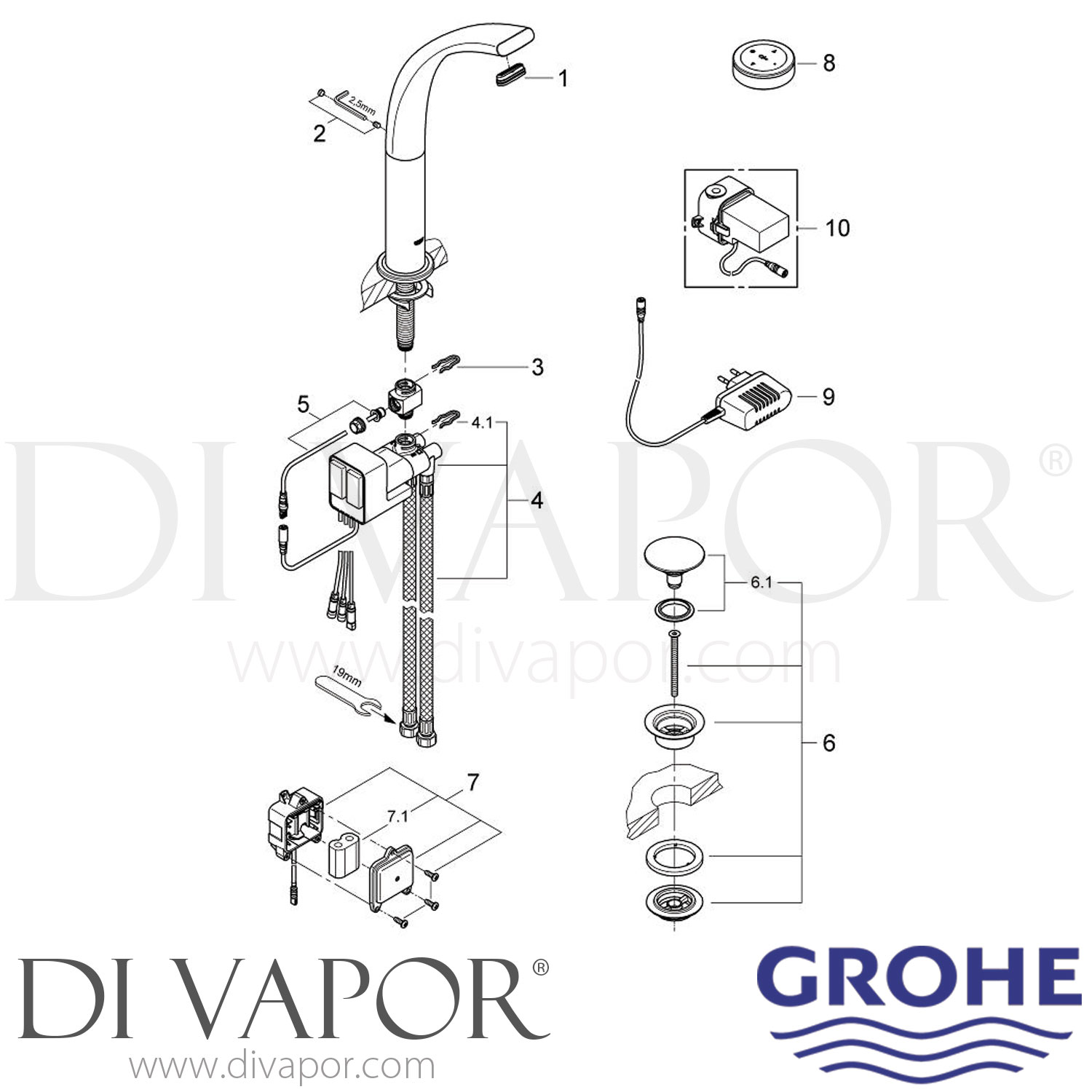 Grohe 36044LS0 Ondus Digital Basin Mixer Spare Parts