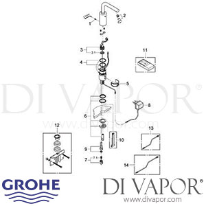 Grohe 36089 Essence E Infra-Red Electronic Basin Tap (1/2 Inch) Spare Parts