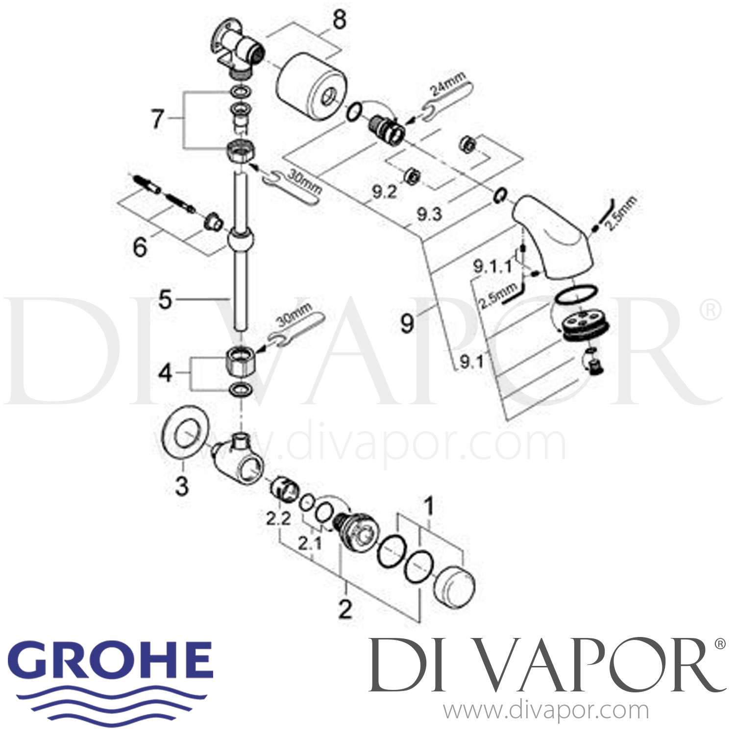 Grohe 36106 Controecon SelfClosing Shower Valve (1/2 Inch) Spare Parts