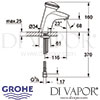 Grohe Contromix Surf Self-Closing Basin Mixer without Mixing Device Dimensions